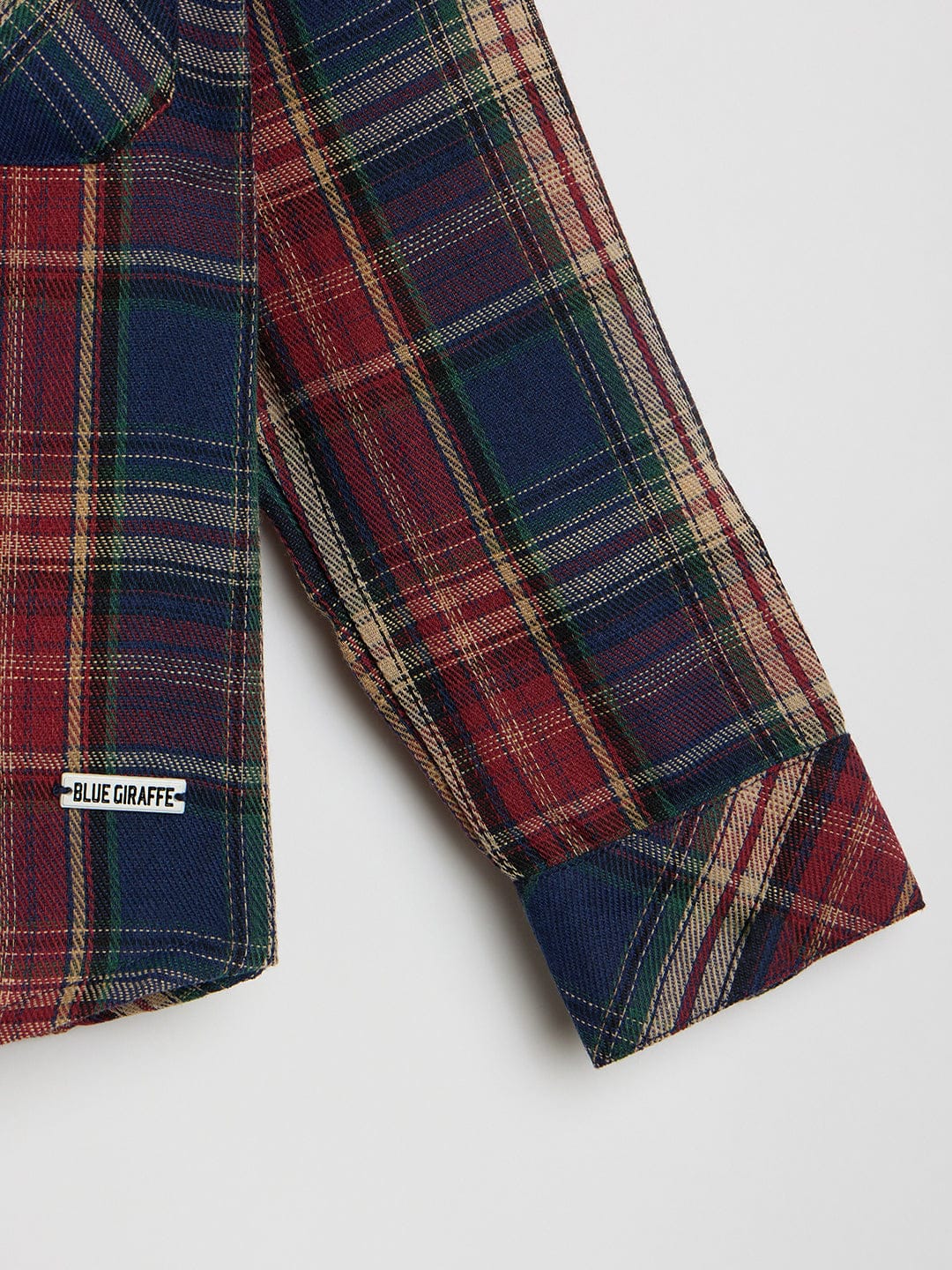 Blue Giraffe Boys Red Checks Collar Shirt