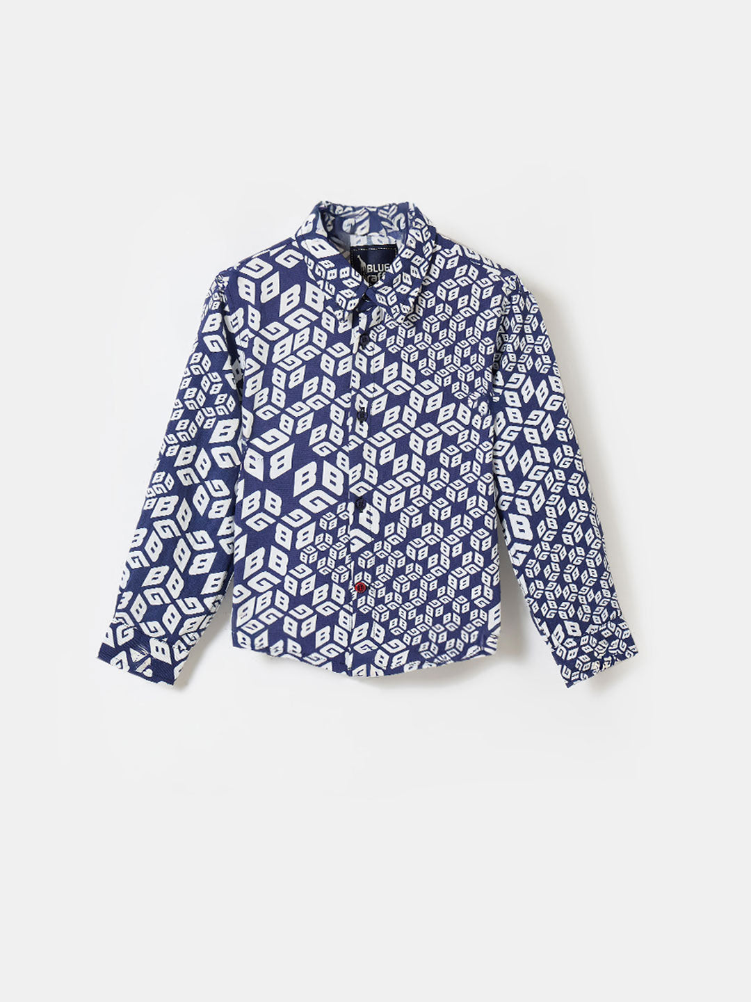 Blue Giraffe Boys Multi Printed Collar Shirt