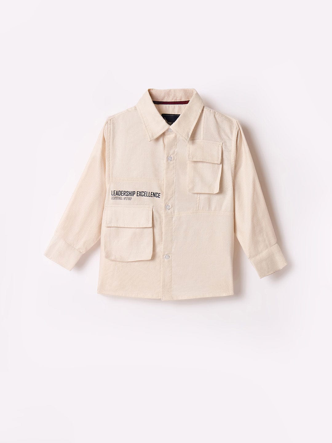 Blue Giraffe Boys White Graphic Collar Shirt