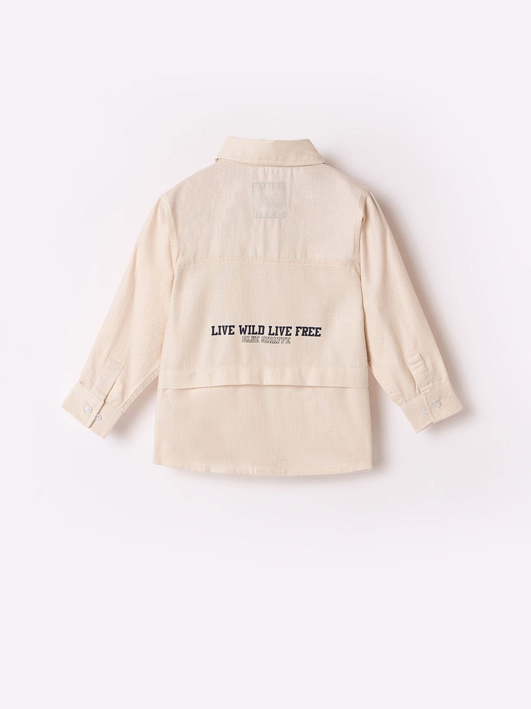 Blue Giraffe Boys White Graphic Collar Shirt