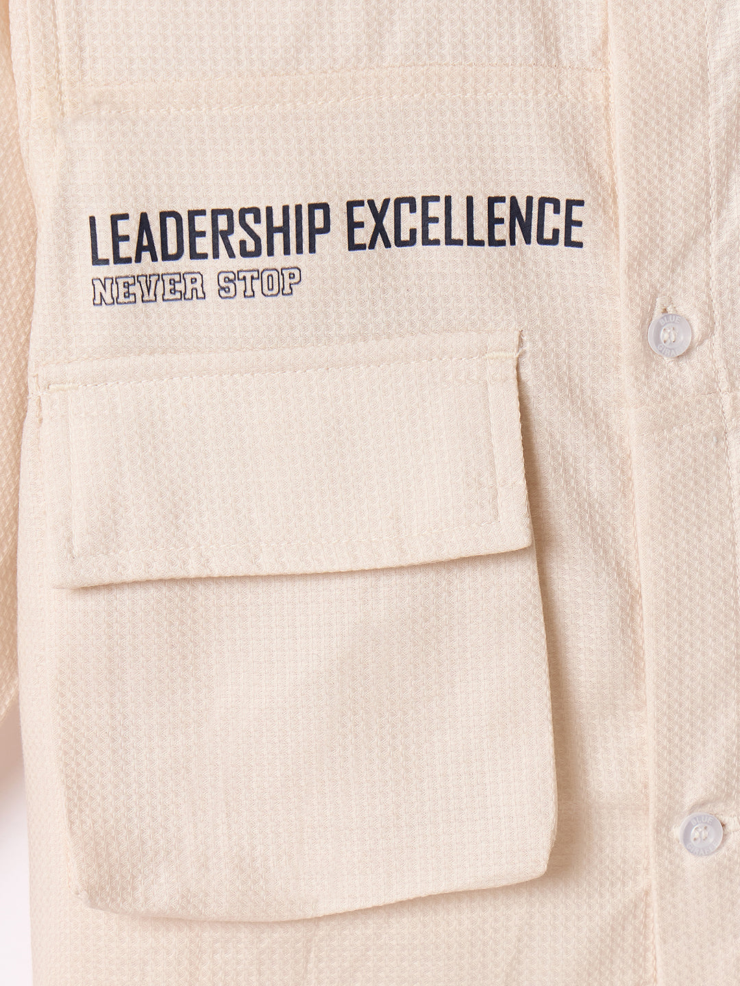 Blue Giraffe Boys White Graphic Collar Shirt