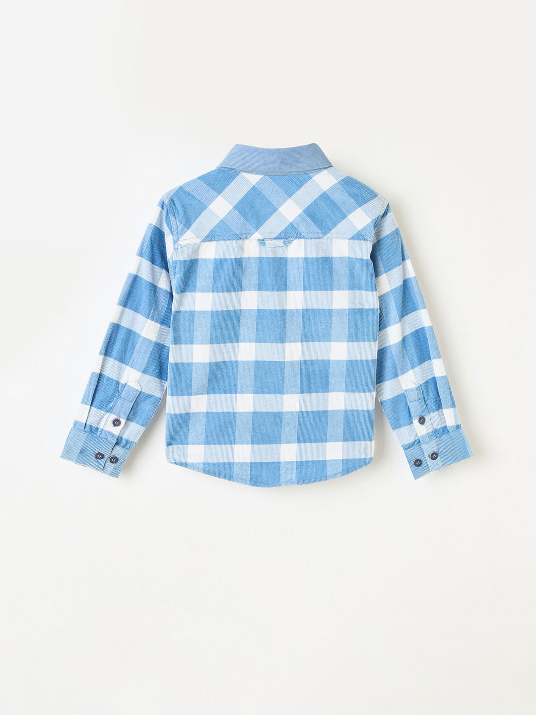 Blue Giraffe Boys White Checks Collar Shirt