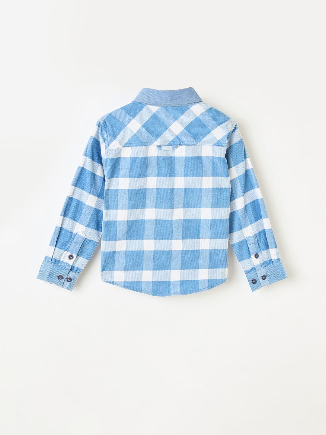 Blue Giraffe Boys White Checks Collar Shirt