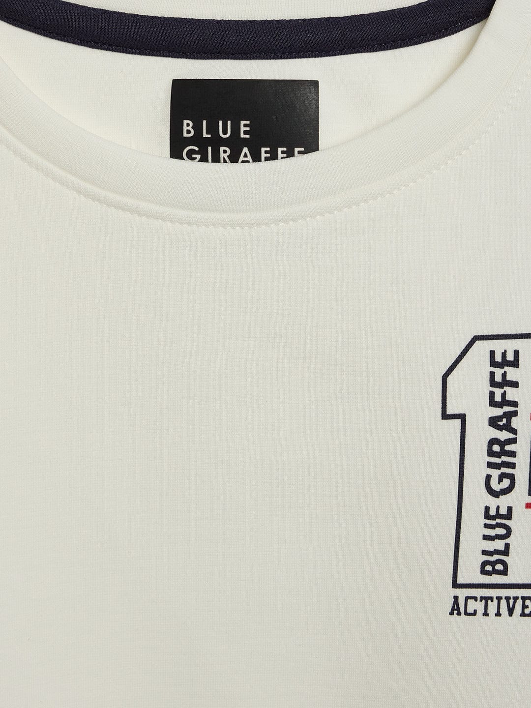 Blue Giraffe Boys White Graphic Round Neck Sweatshirt