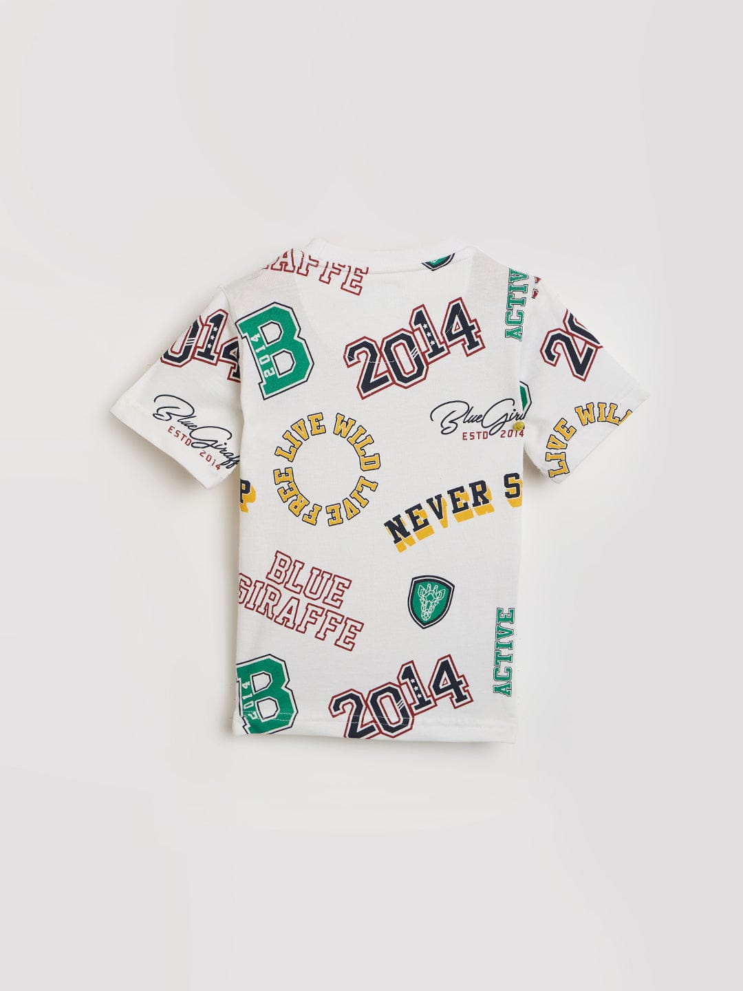 Blue Giraffe Boys White Graphic Crew Neck Tshirt