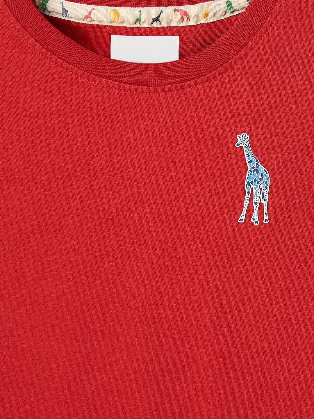 Blue Giraffe Boys White Solid Crew Neck Tshirt