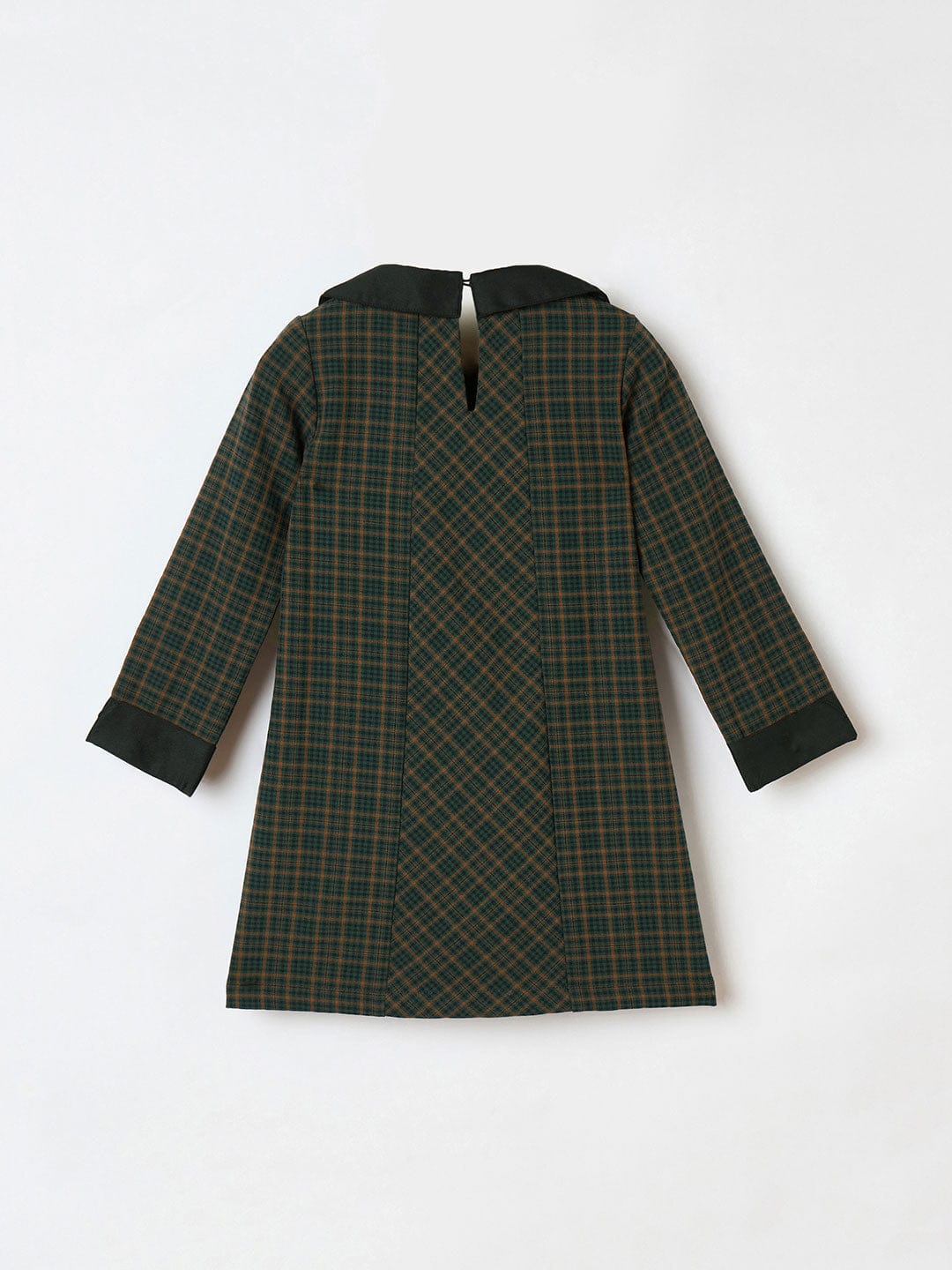 Blue Giraffe Girls Multi Checks Collar Dress