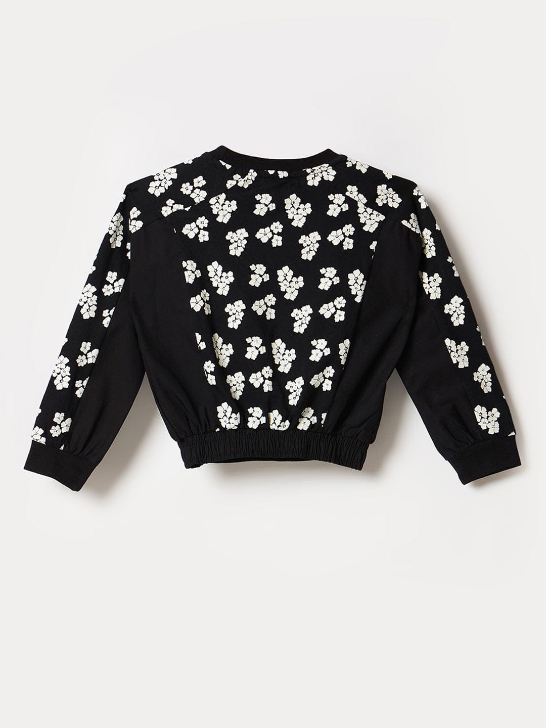 Blue Giraffe Girls Black Printed Crew Neck Top