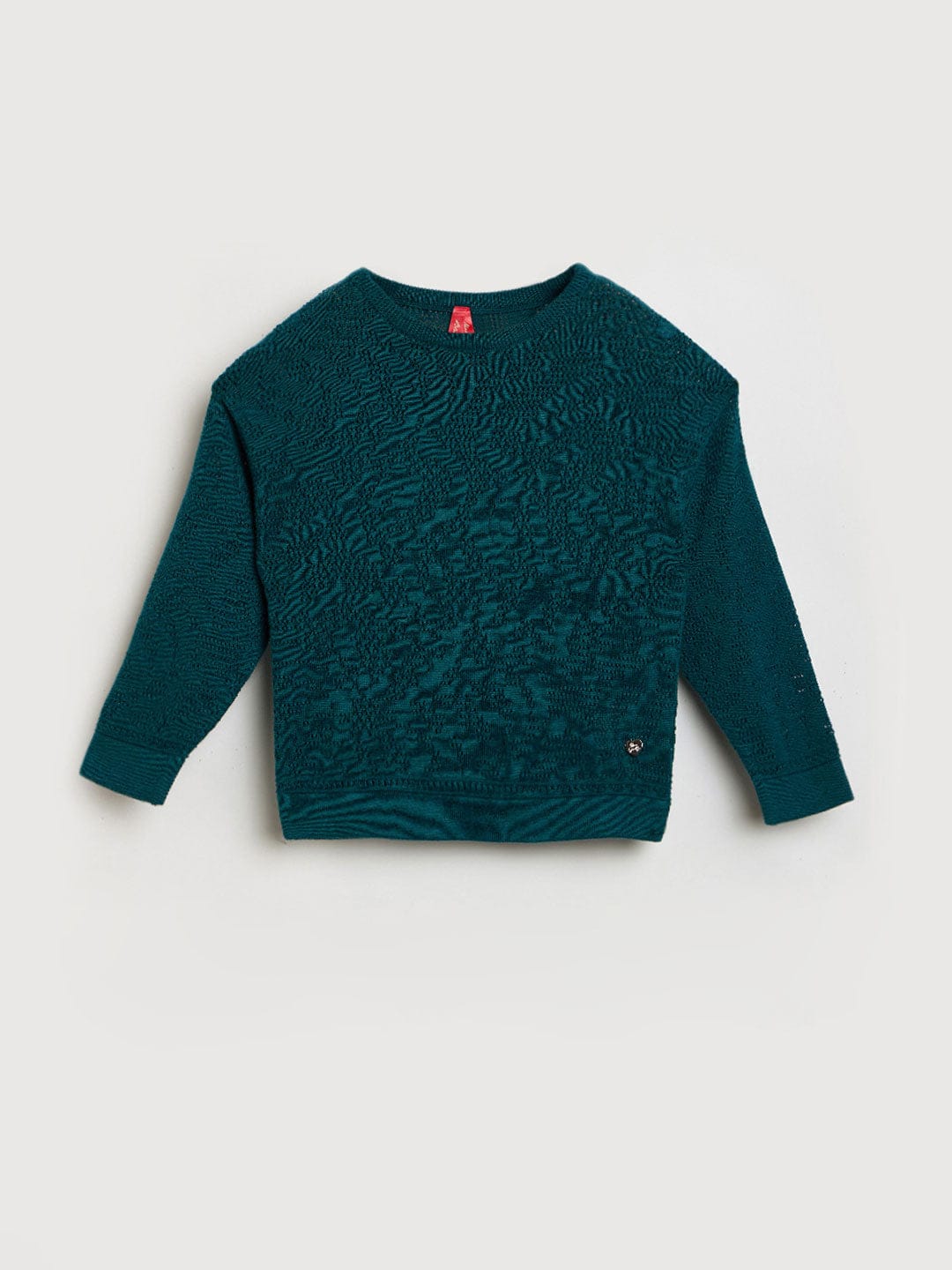 Blue Giraffe Girls Blue Knitted Crew Neck Tshirt