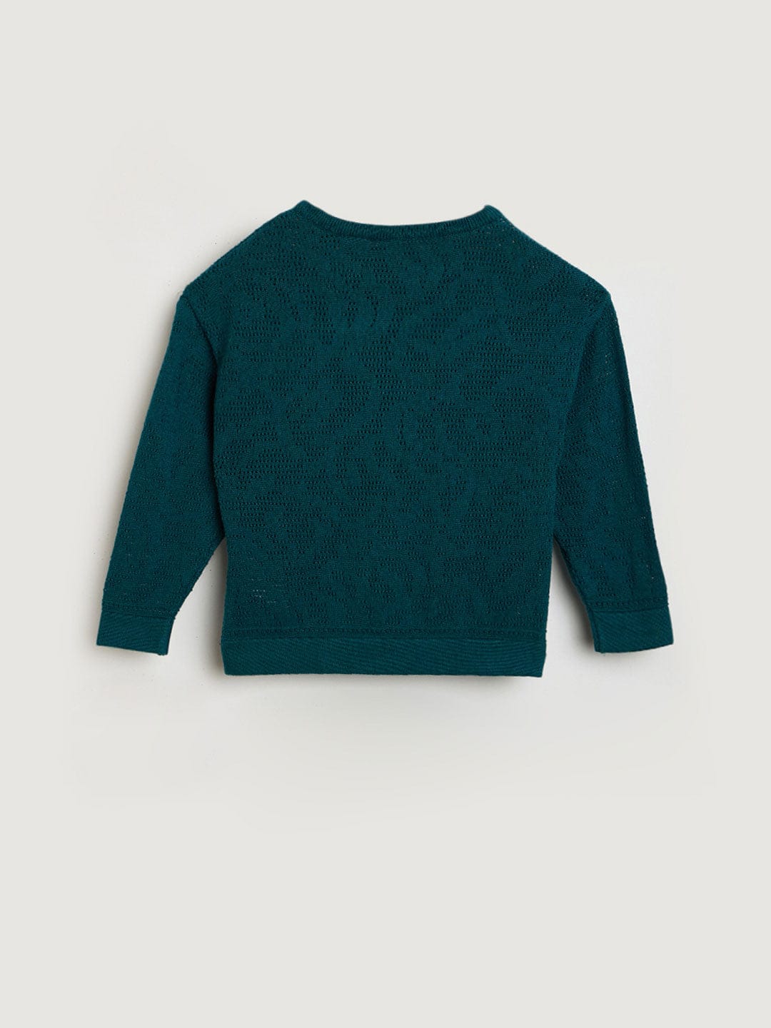 Blue Giraffe Girls Blue Knitted Crew Neck Tshirt