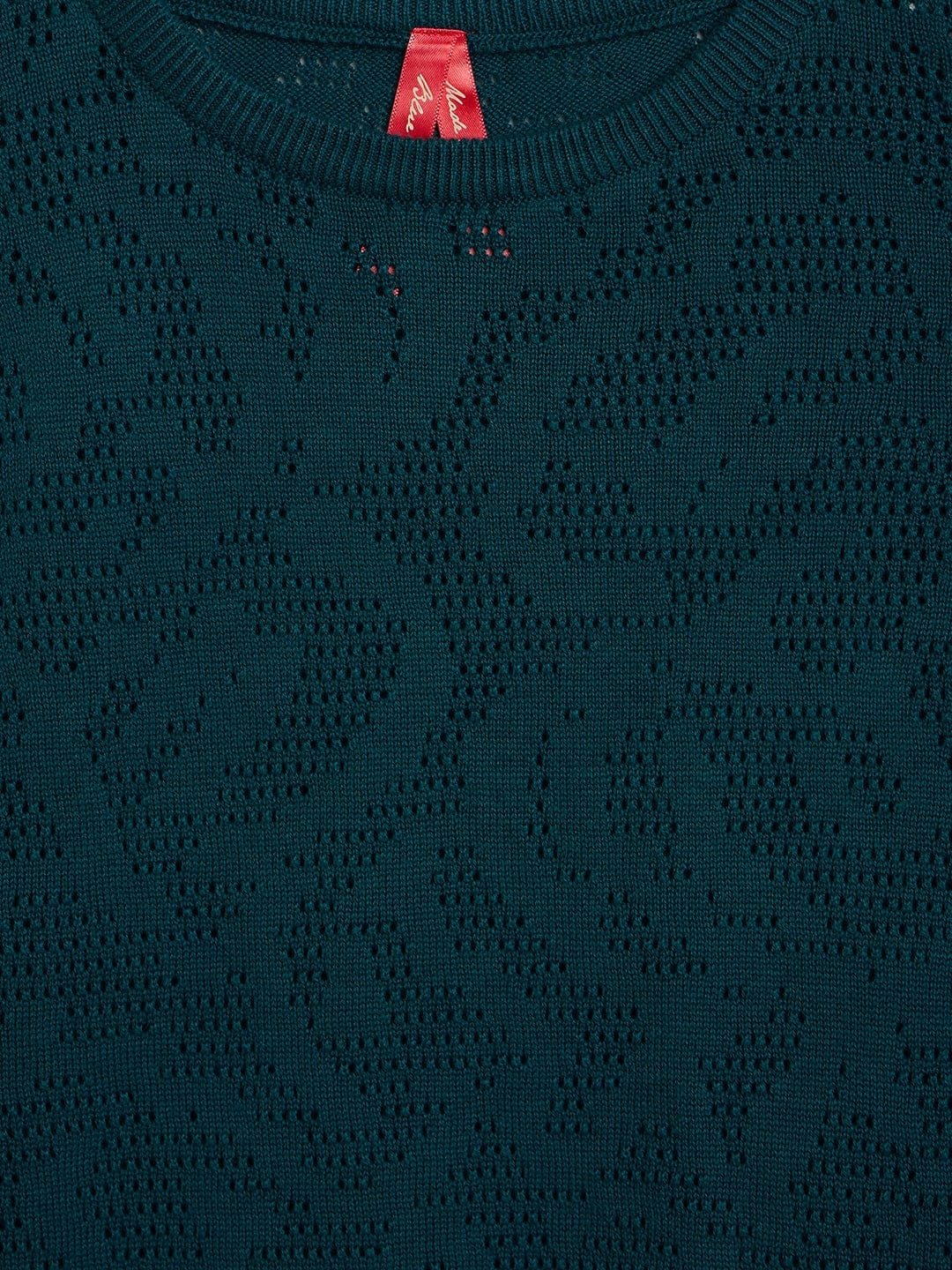 Blue Giraffe Girls Blue Knitted Crew Neck Tshirt