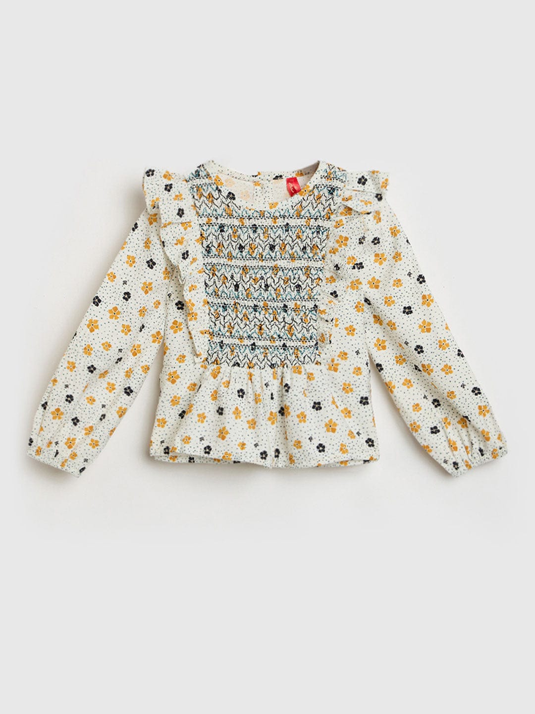 Blue Giraffe Girls Multicolor Printed Round Neck Top