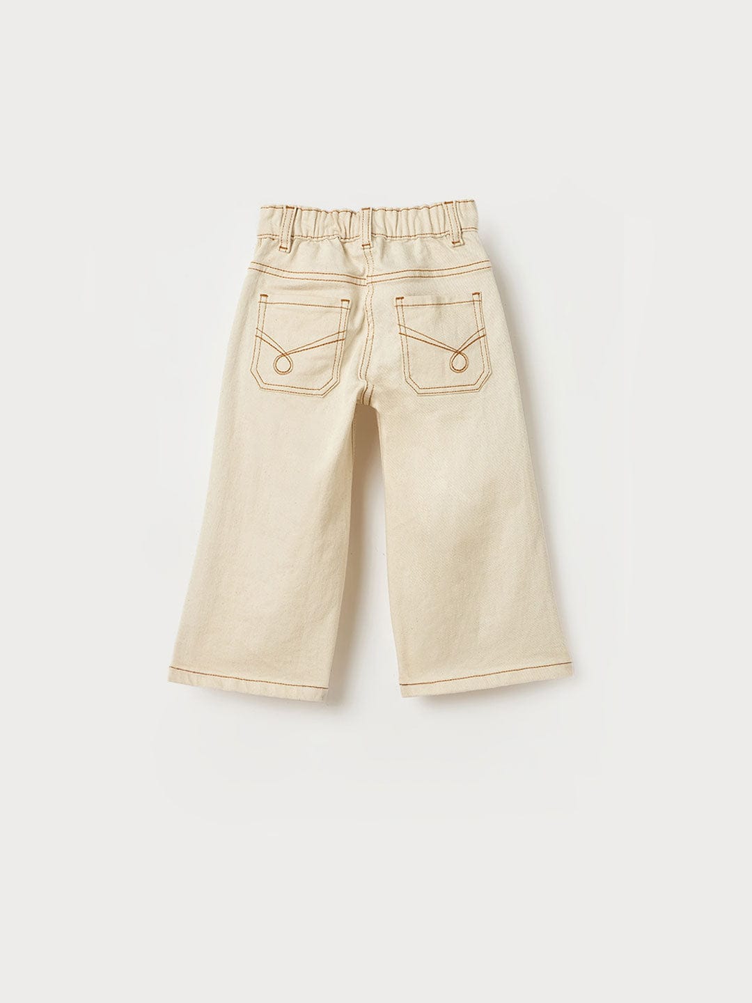 Blue Giraffe Girls White Boxy Fit Solid Jeans