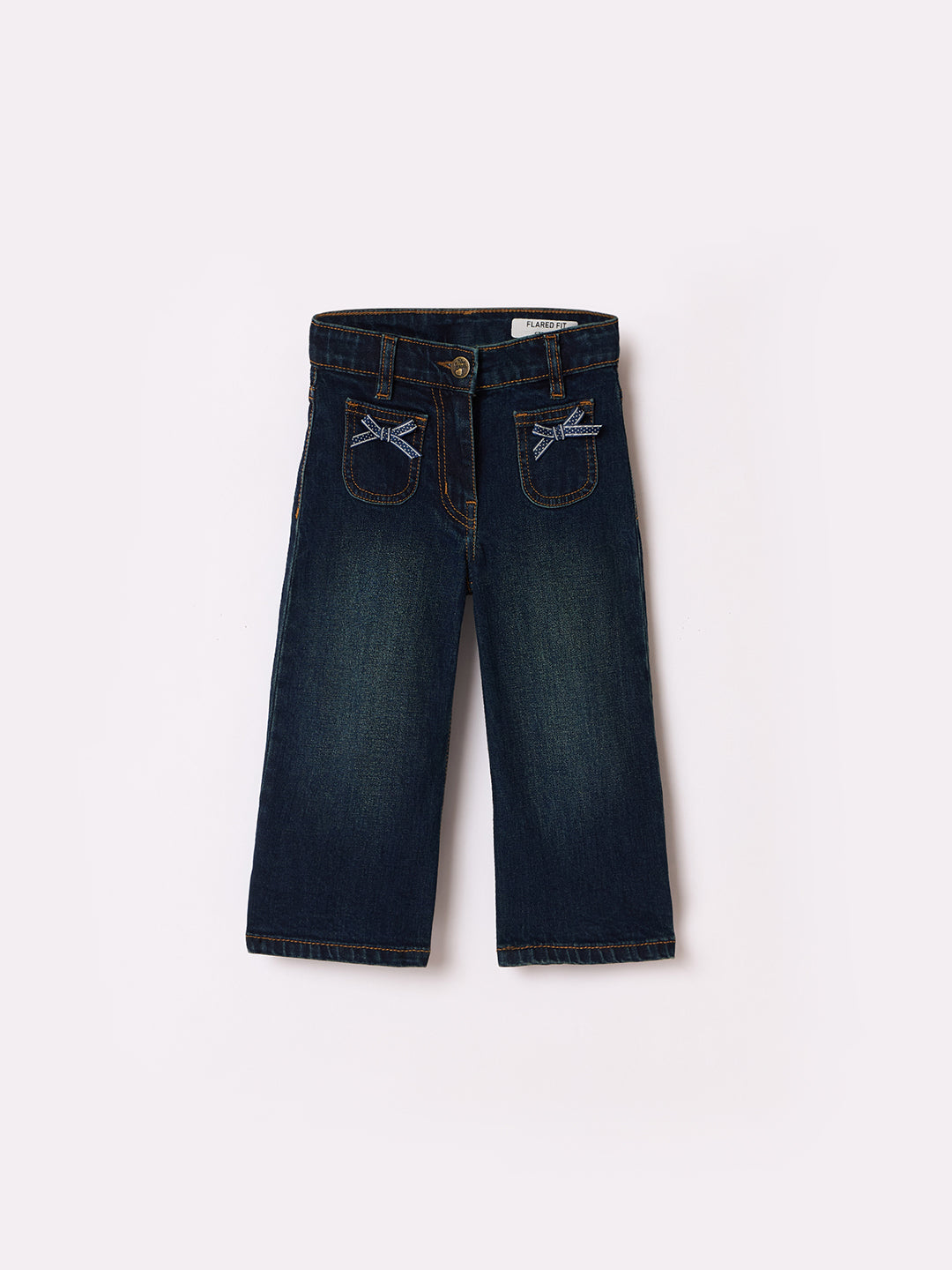 Blue Giraffe Girls Blue Boxy Fit Solid Jeans