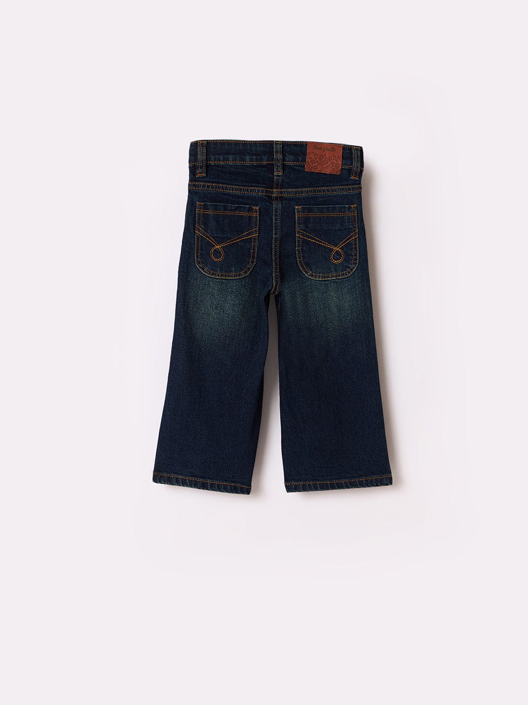 Blue Giraffe Girls Blue Boxy Fit Solid Jeans