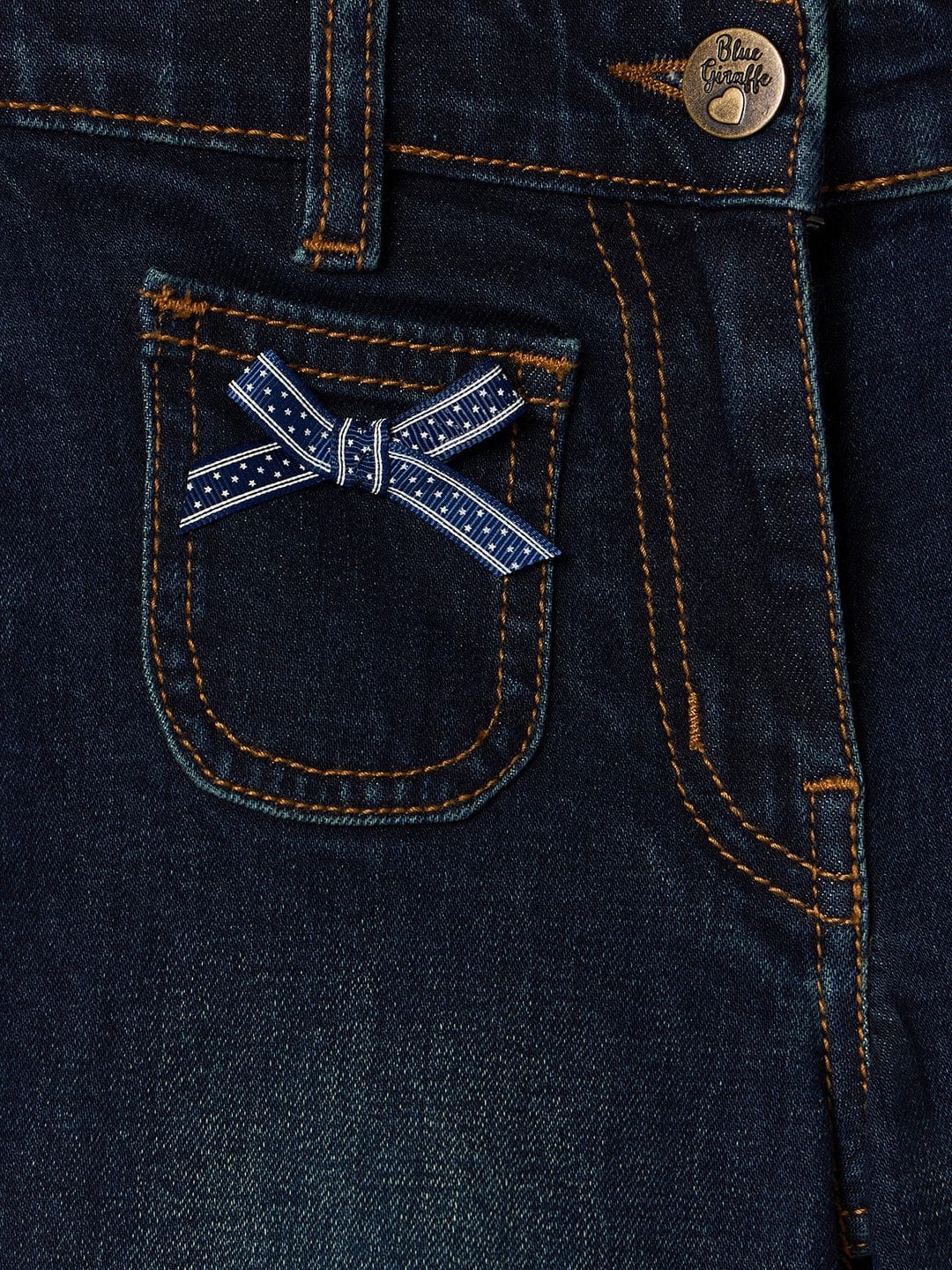 Blue Giraffe Girls Blue Boxy Fit Solid Jeans