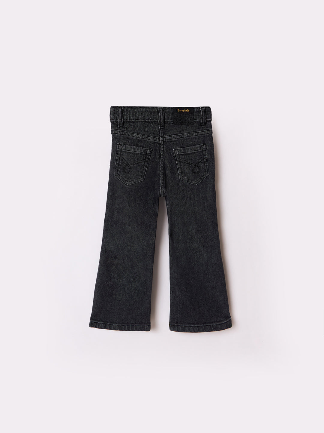 Blue Giraffe Girls Black Bootcut Solid Jeans