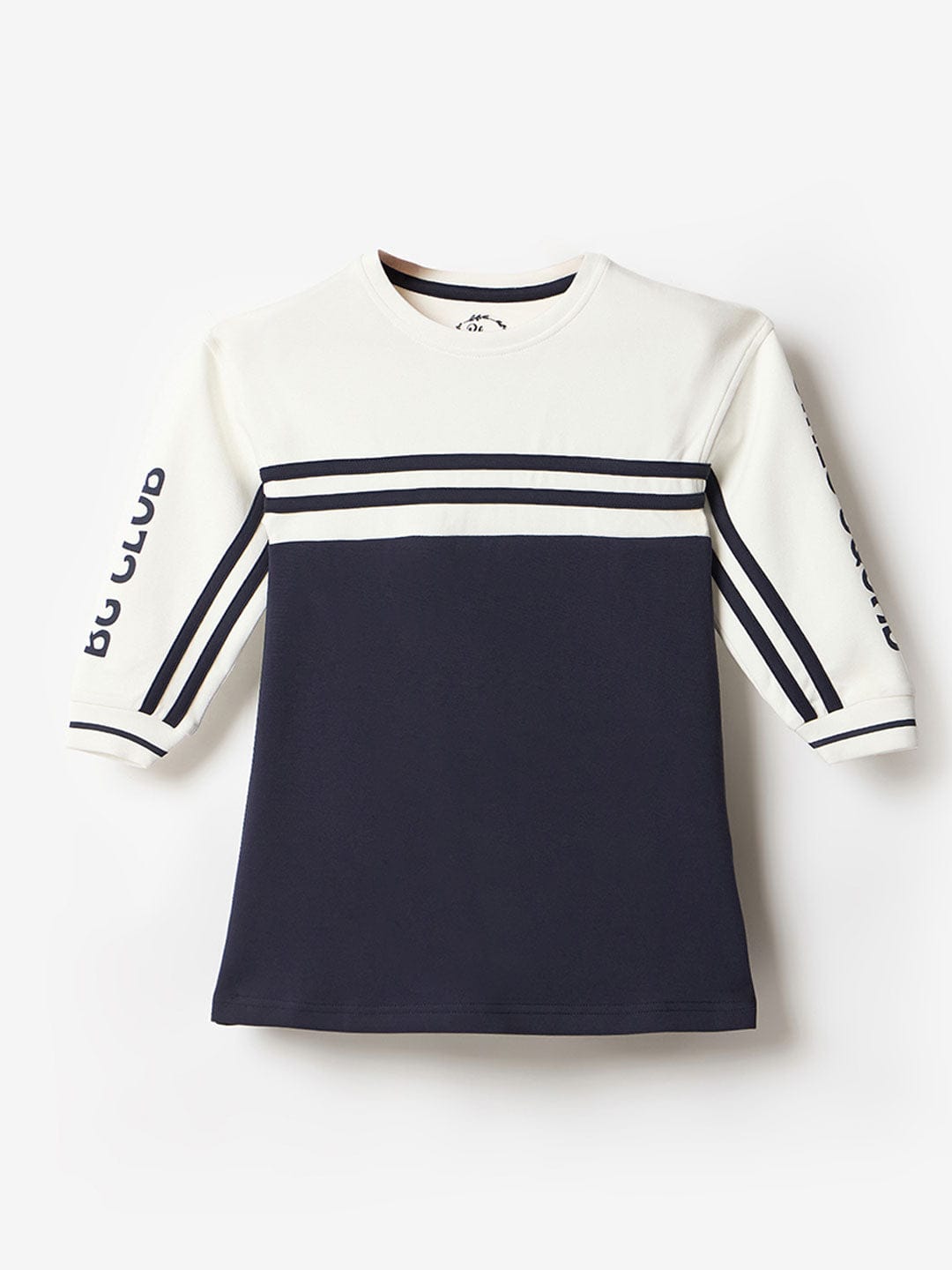 Blue Giraffe Girls Multi Coloublocked Raised Neck Dress