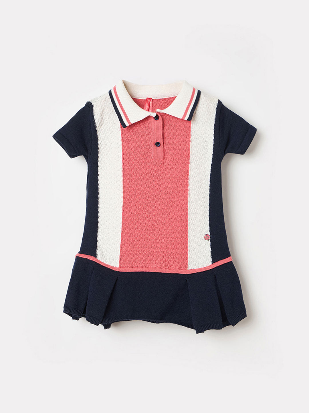 BLUE GIRAFFE Girls Multicolour Colorblock Shirt Collar Dress