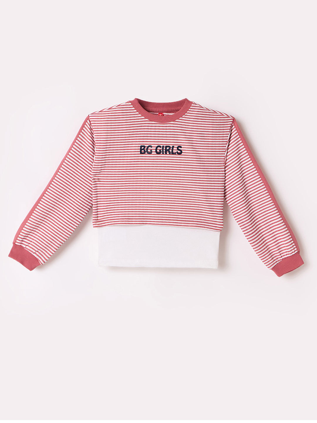 Blue Giraffe Girls Multi Striped Crew Neck Tshirt