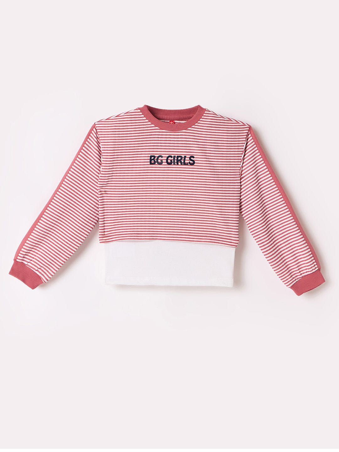 Blue Giraffe Girls Multi Striped Crew Neck Tshirt