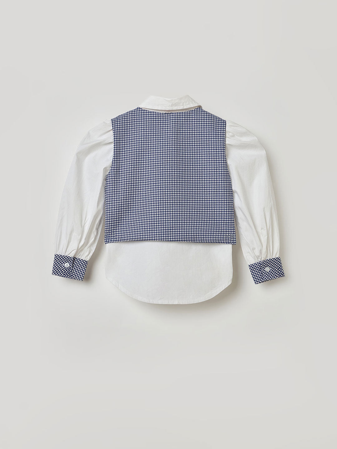 Blue Giraffe Girls Multi Checks Collar Top