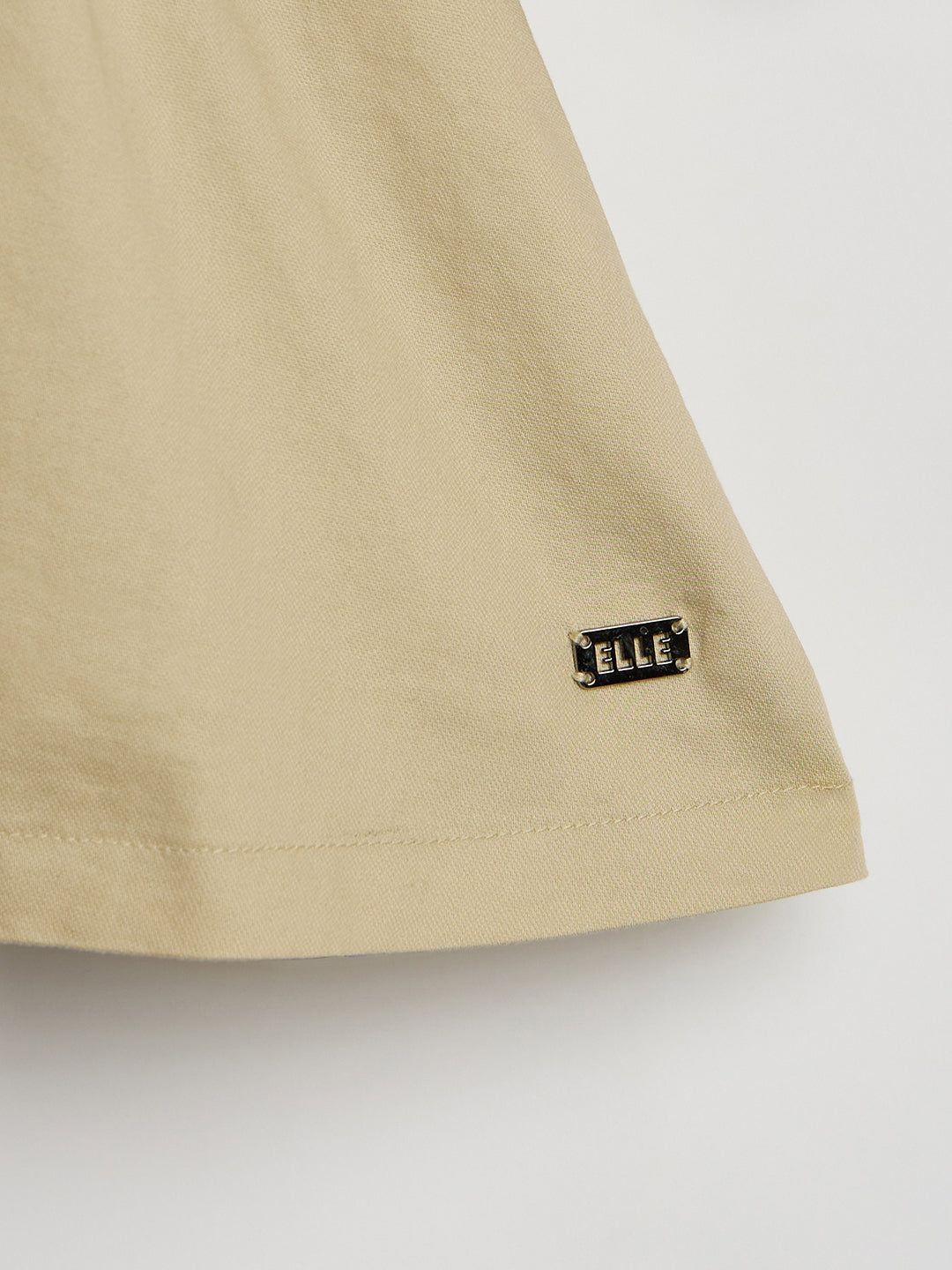 Elle Kids Beige Solid Collar Dress