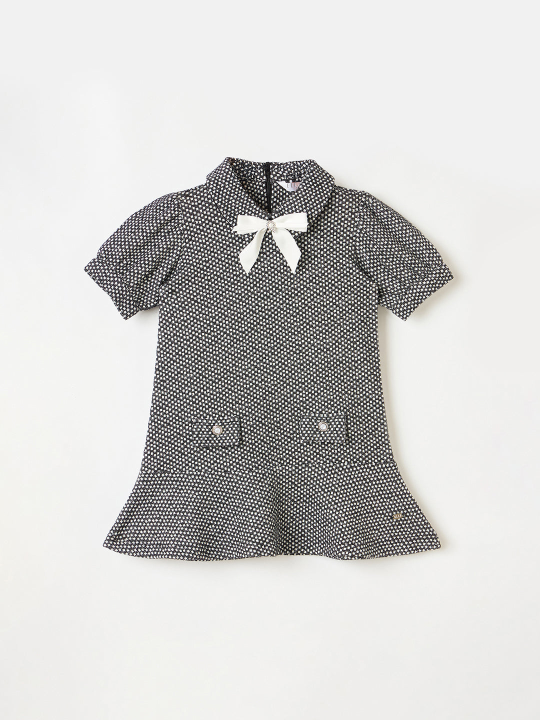 Elle Kids Black Solid Round Neck Dress