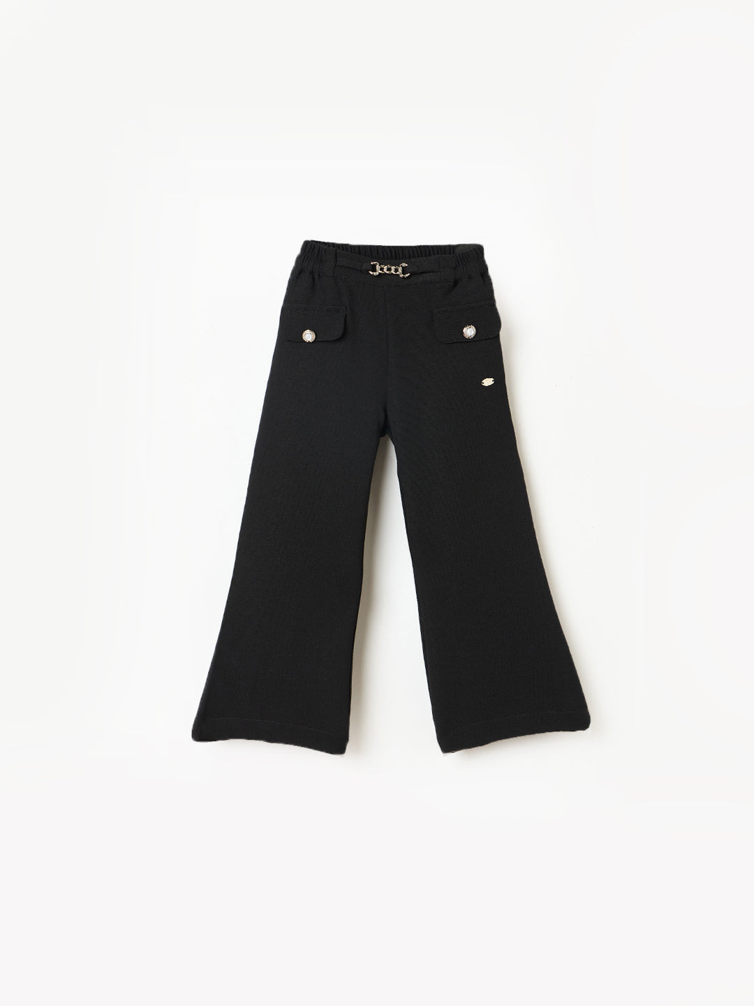 Elle Kids Black Fit And Flare Solid Trouser