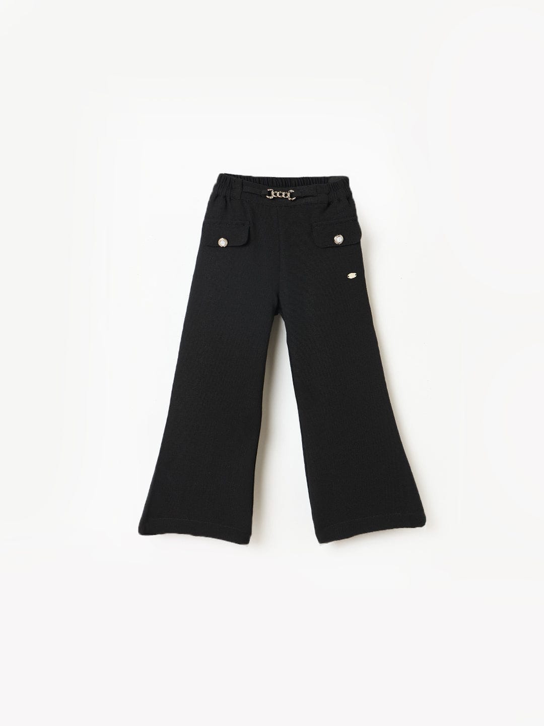 Elle Kids Black Fit And Flare Solid Trouser