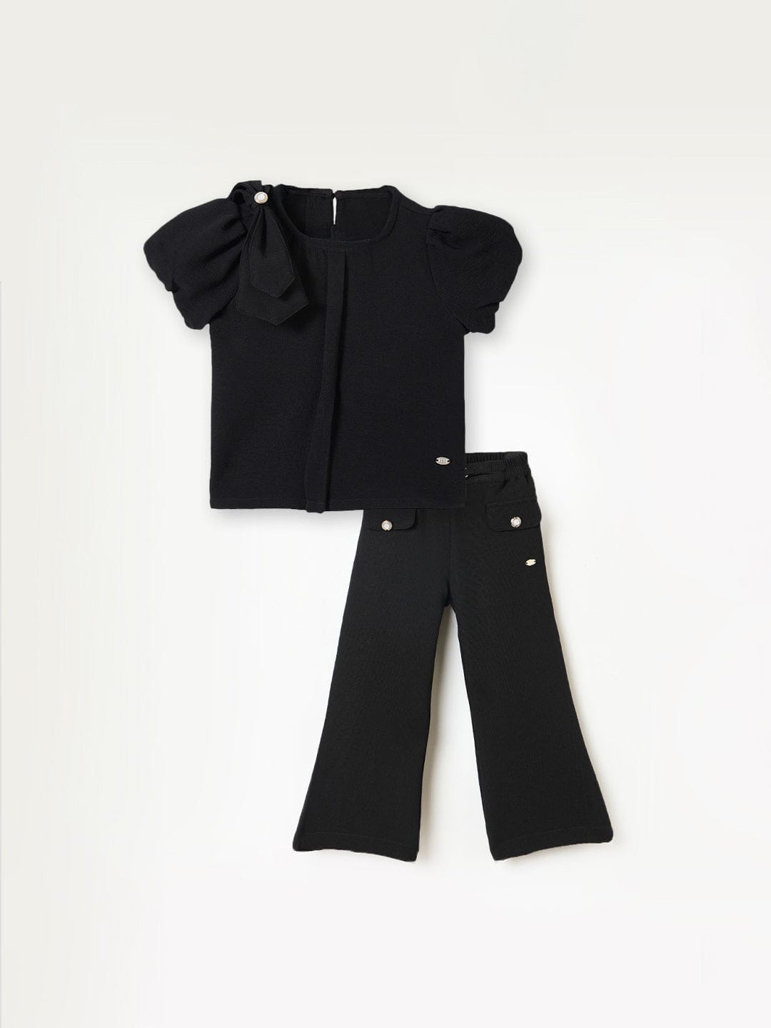 Elle Kids Black Fit And Flare Solid Trouser