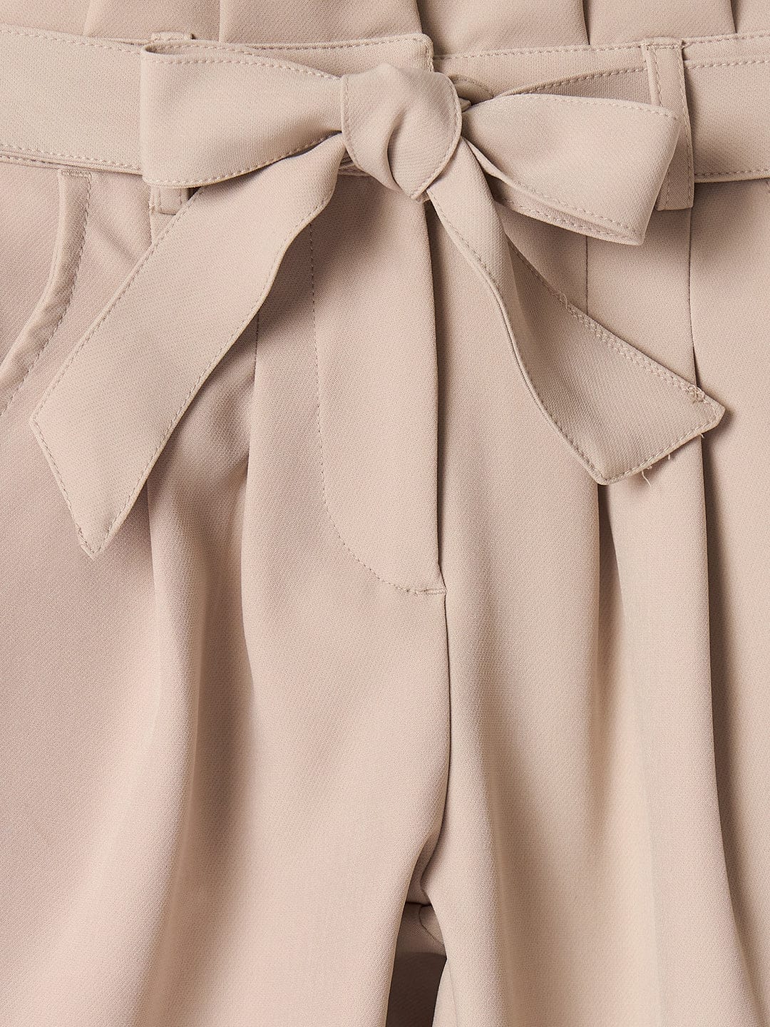 Elle Kids Beige Regular Fit Solid Trouser