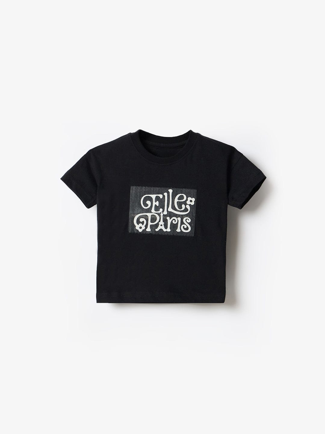 Elle Kids Black Graphic Crew Neck Tshirt