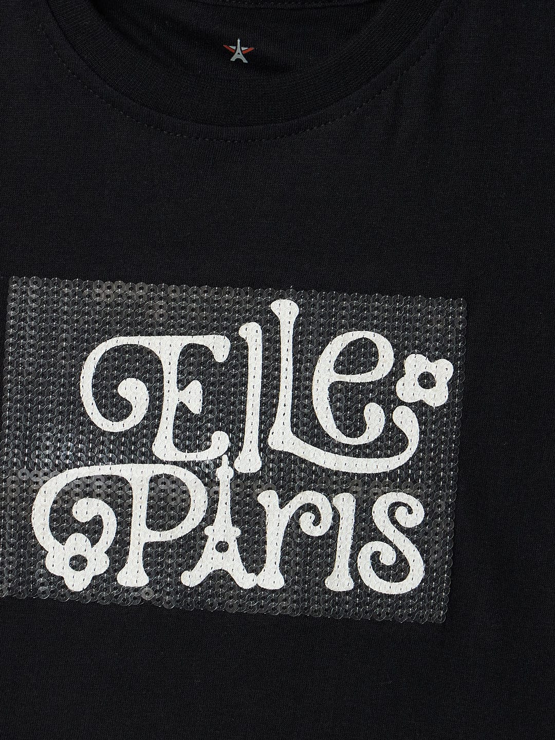 Elle Kids Black Graphic Crew Neck Tshirt
