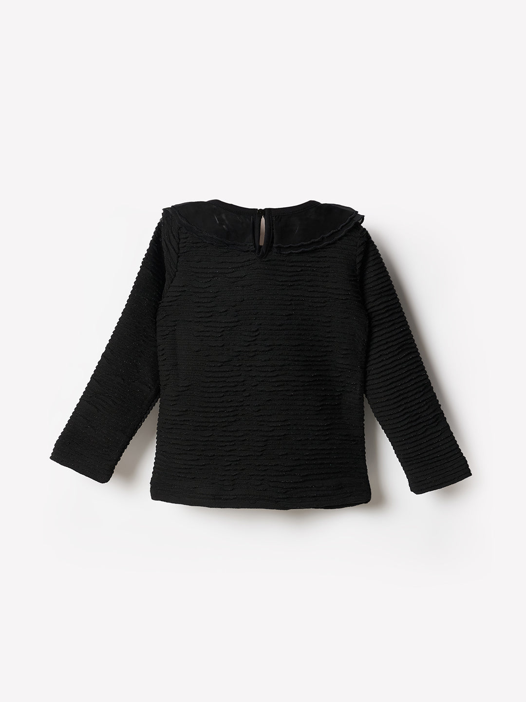 Elle Kids Black Solid Round Neck Top