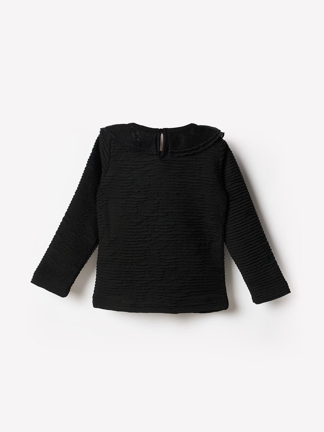 Elle Kids Black Solid Round Neck Top
