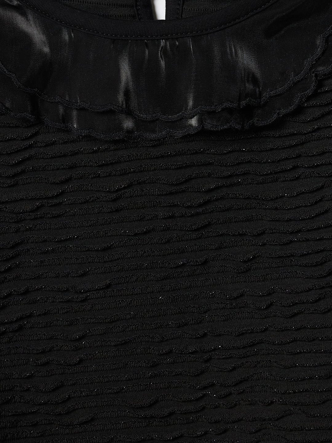 Elle Kids Black Solid Round Neck Top