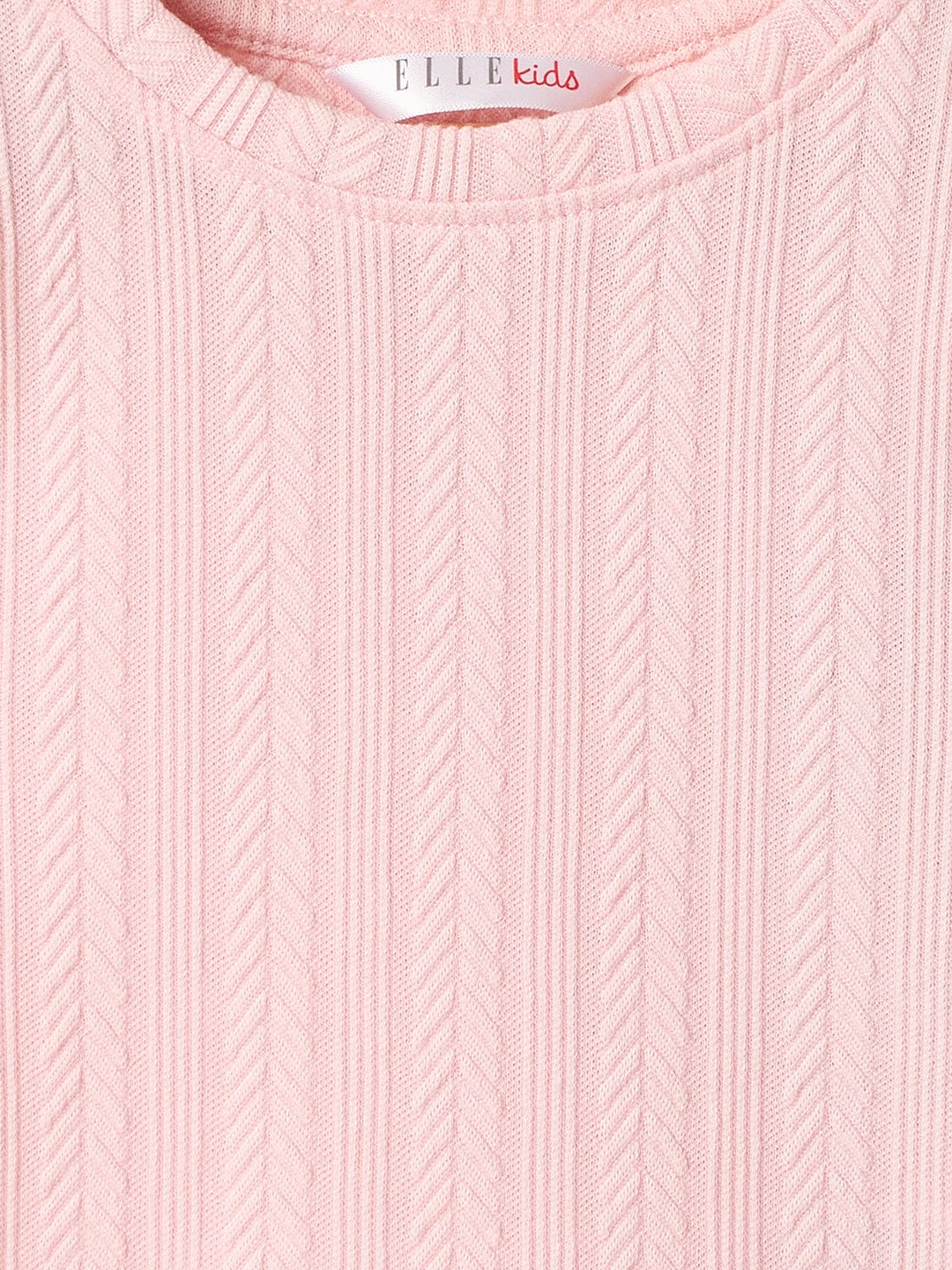 Elle Kids Pink Knitted Raised Neck Top