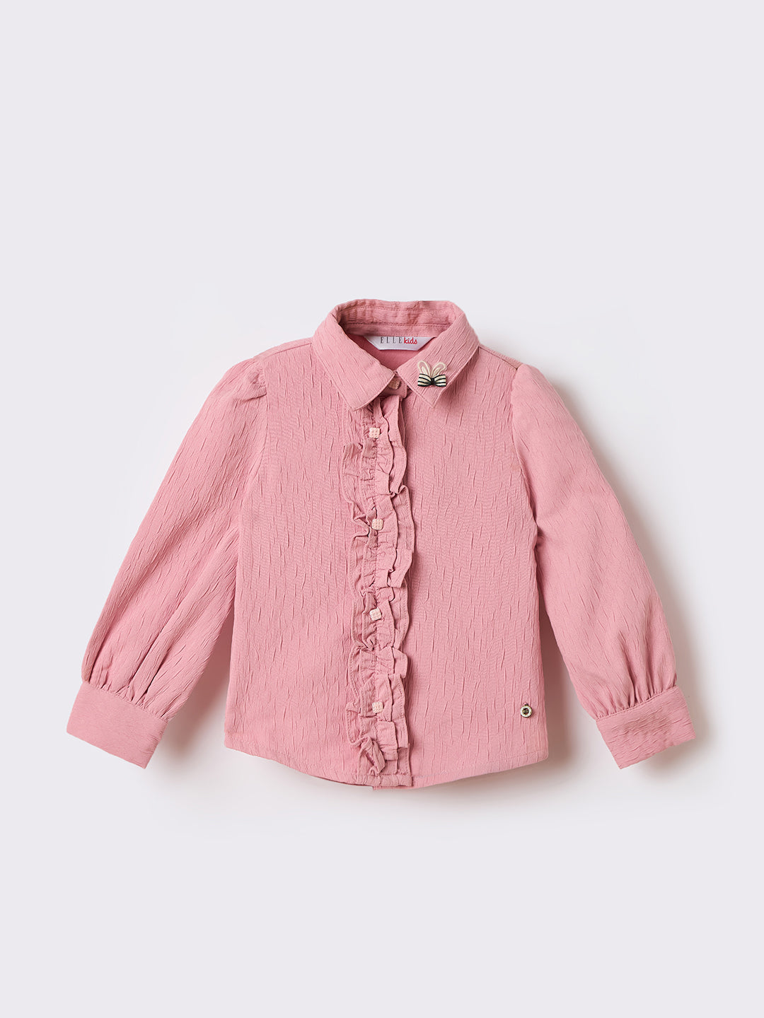 Elle Kids Pink Solid Collar Top