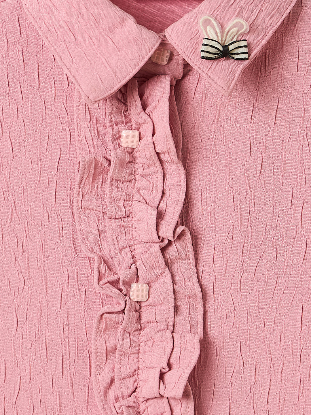 Elle Kids Pink Solid Collar Top