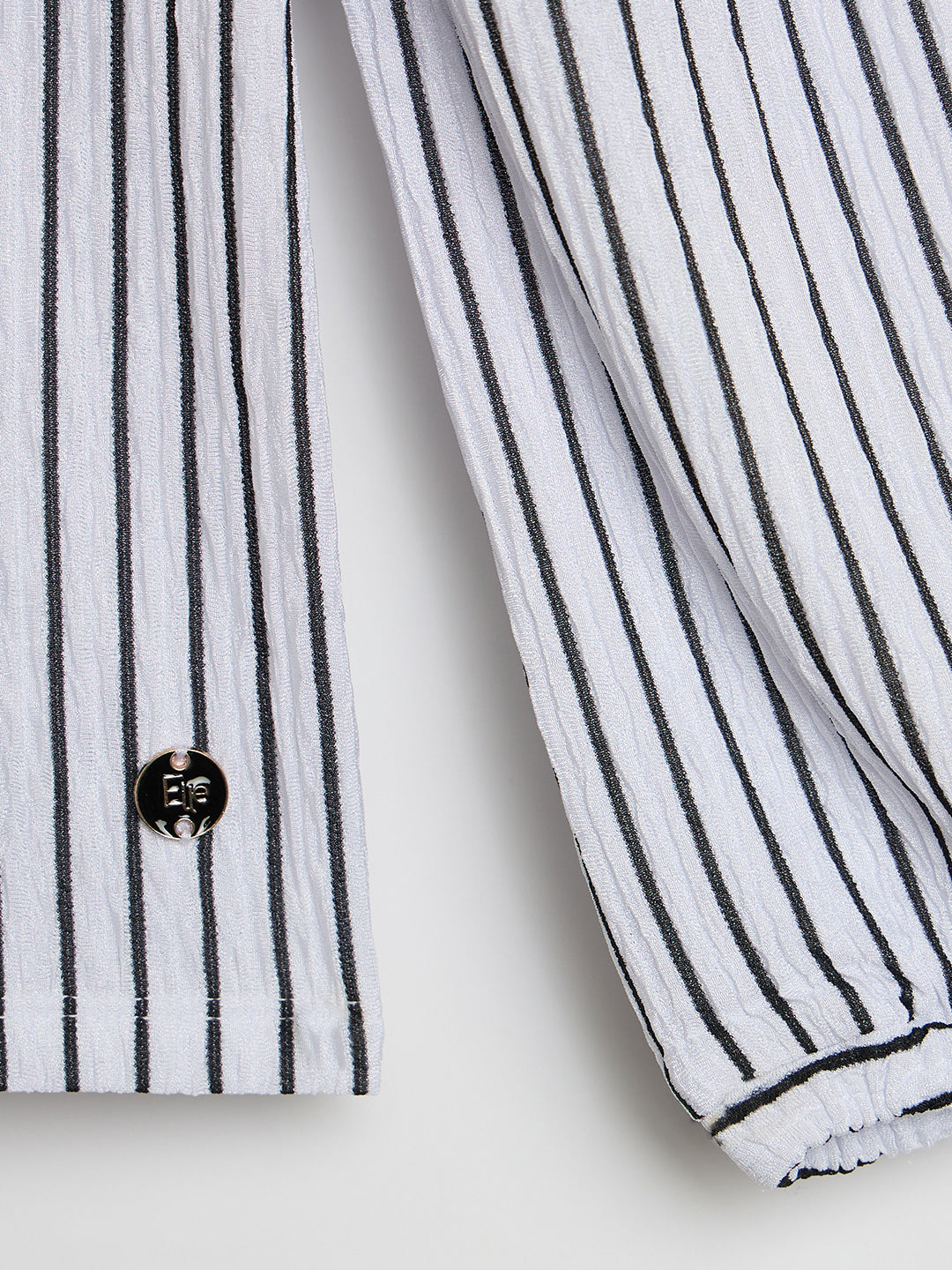 Elle Kids White Striped Round Neck Top