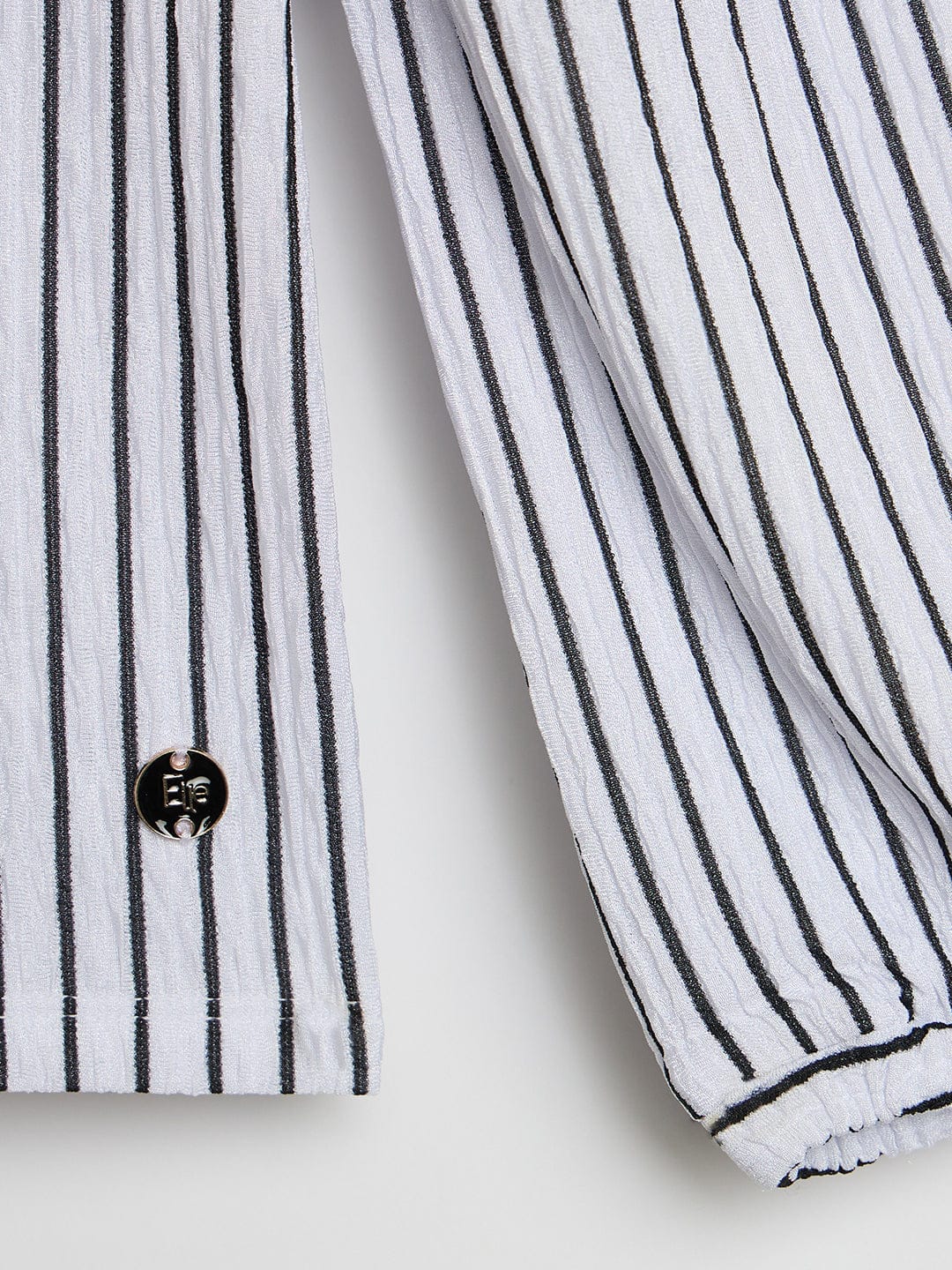 Elle Kids White Striped Round Neck Top