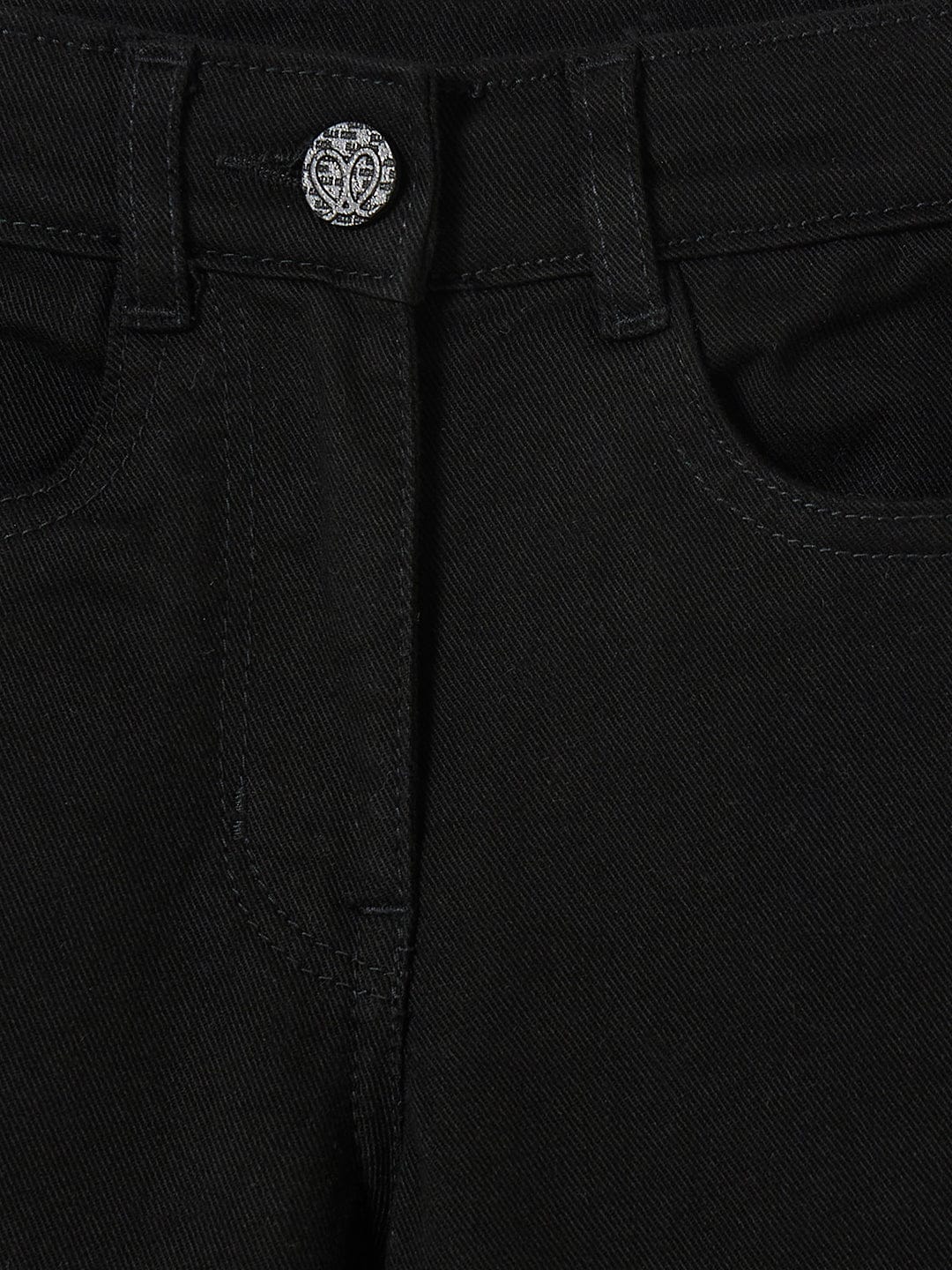 Elle Kids Black Boxy Fit Solid Jeans