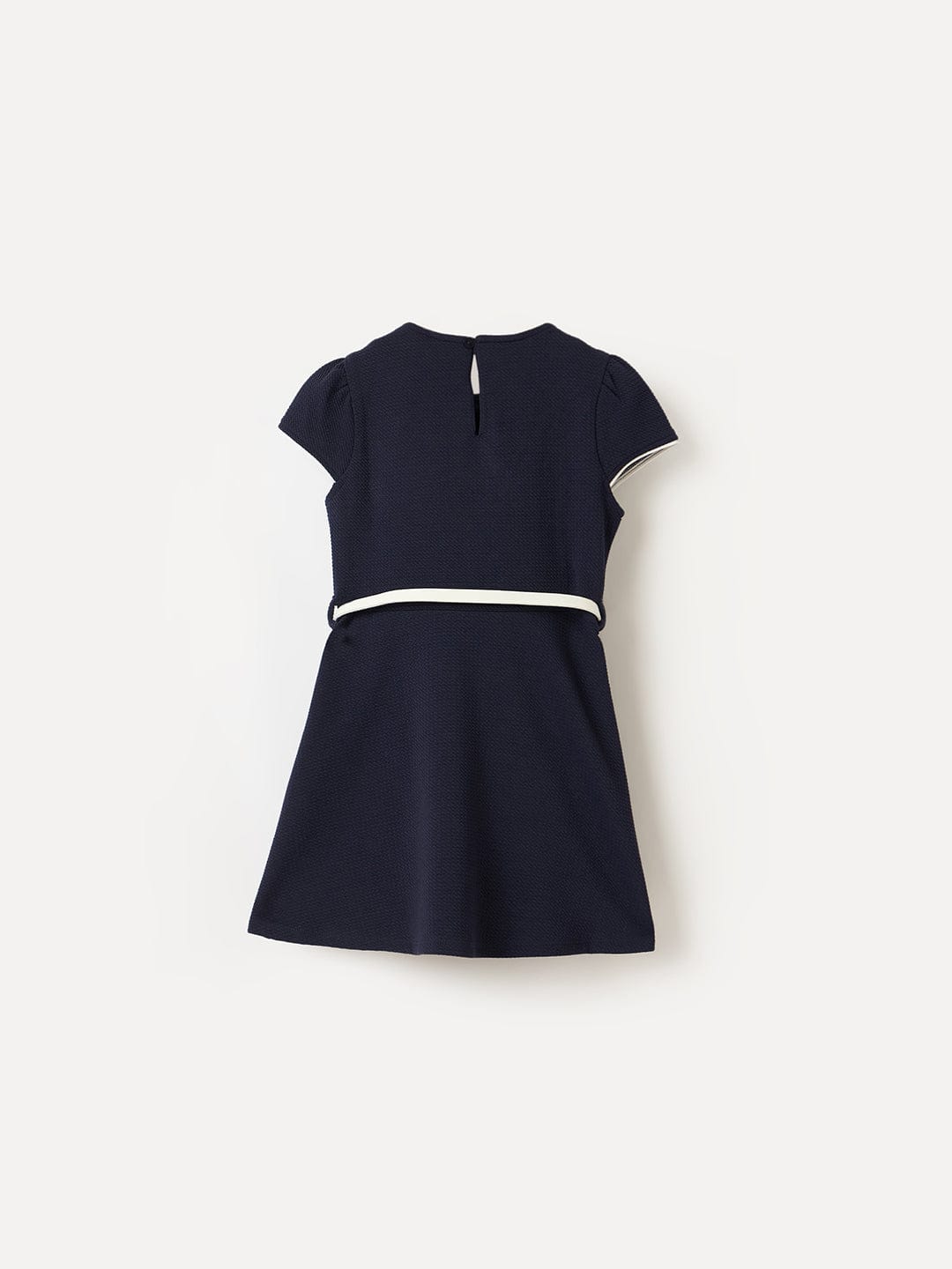Elle Kids Blue Solid Round Neck Dress