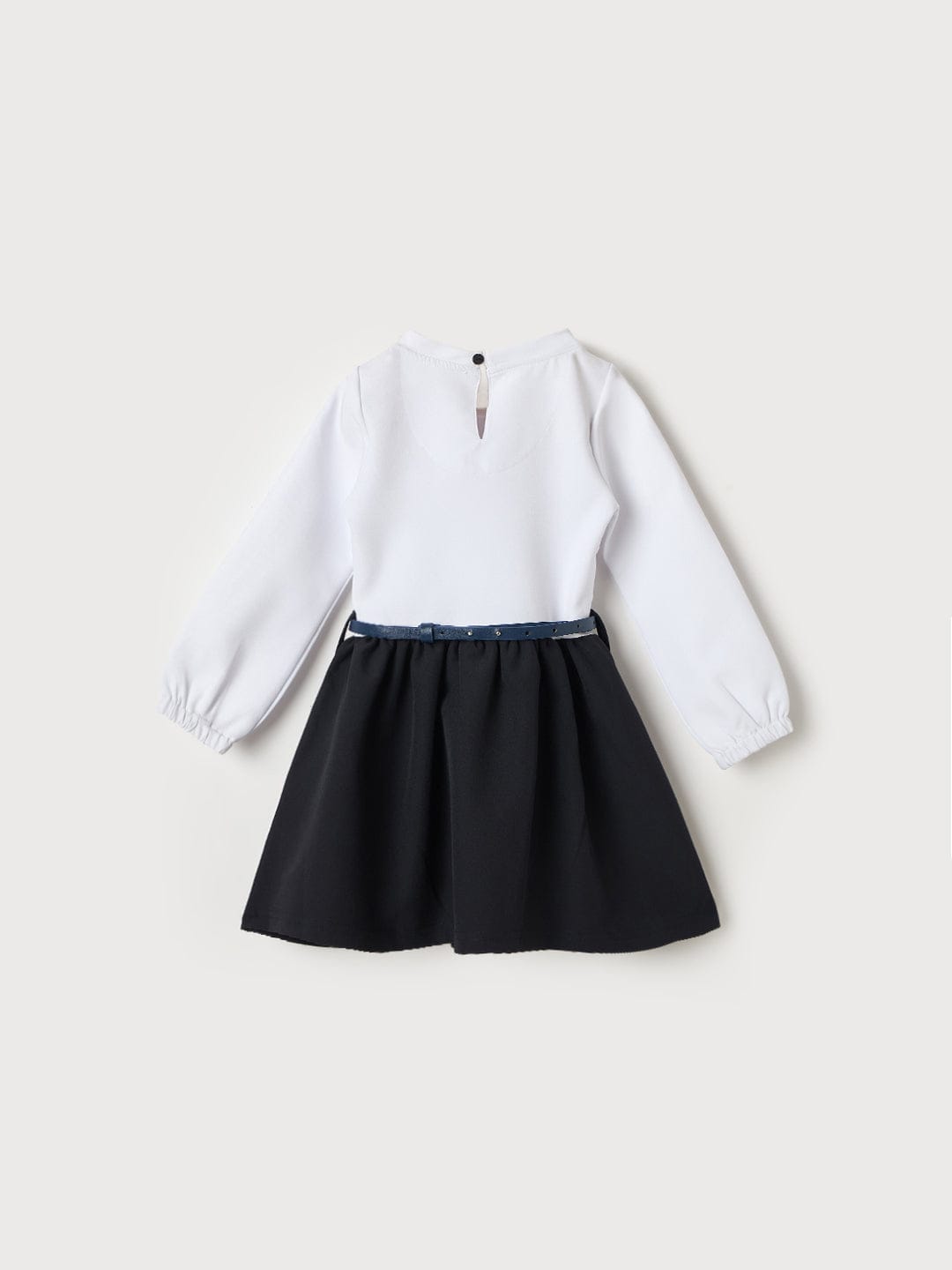 ELLE Girls Blue & White Solid Round Neck Dress