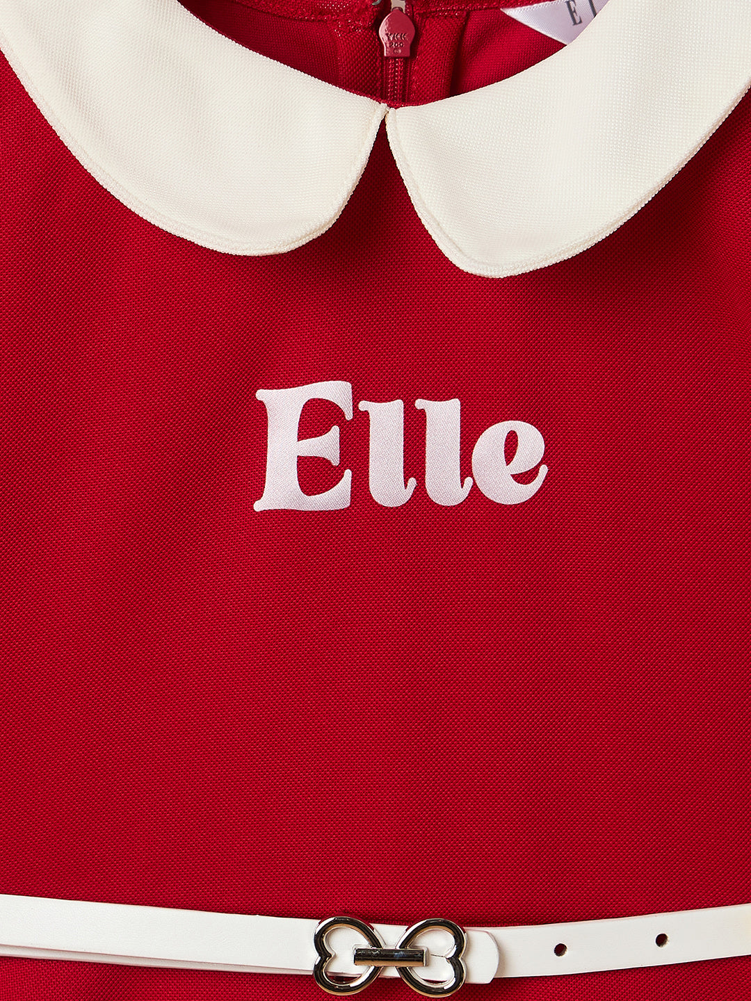 Elle Kids Red Solid Round Neck Dress