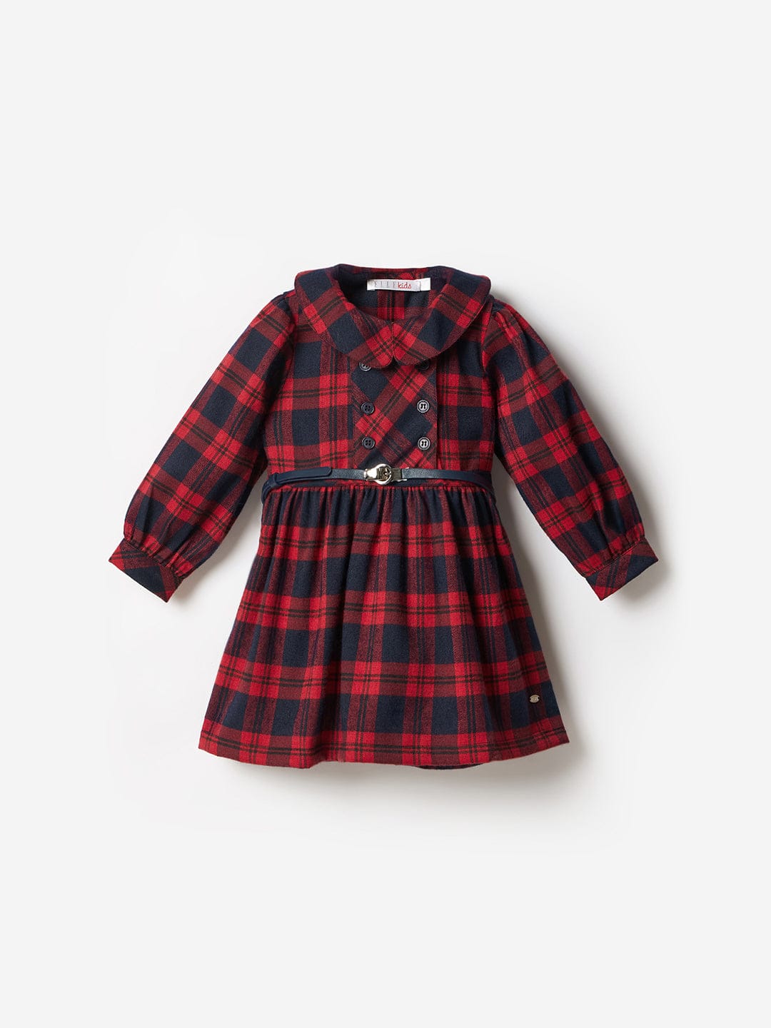 Elle Kids Multi Checks Round Neck Dress