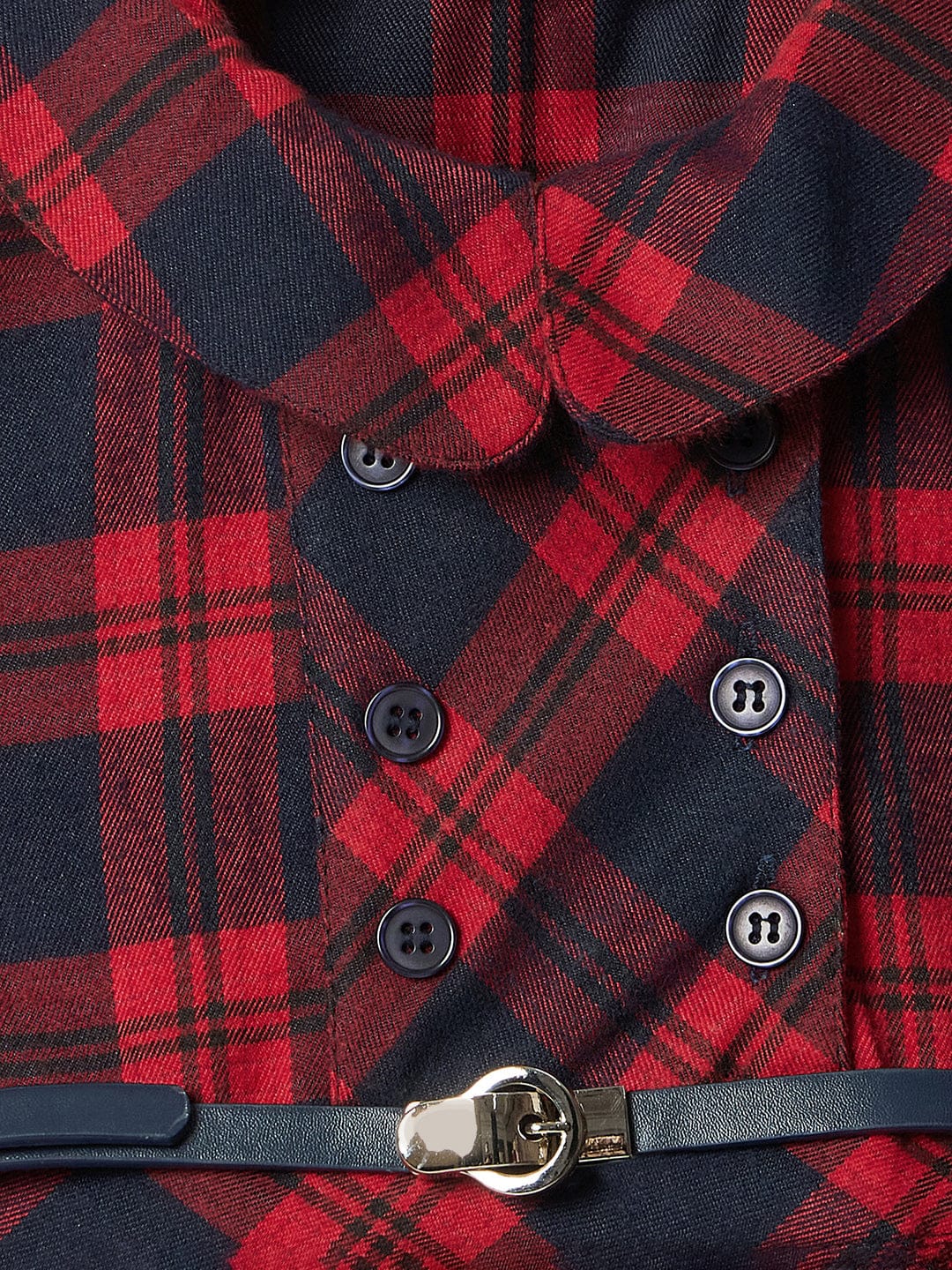 Elle Kids Multi Checks Round Neck Dress