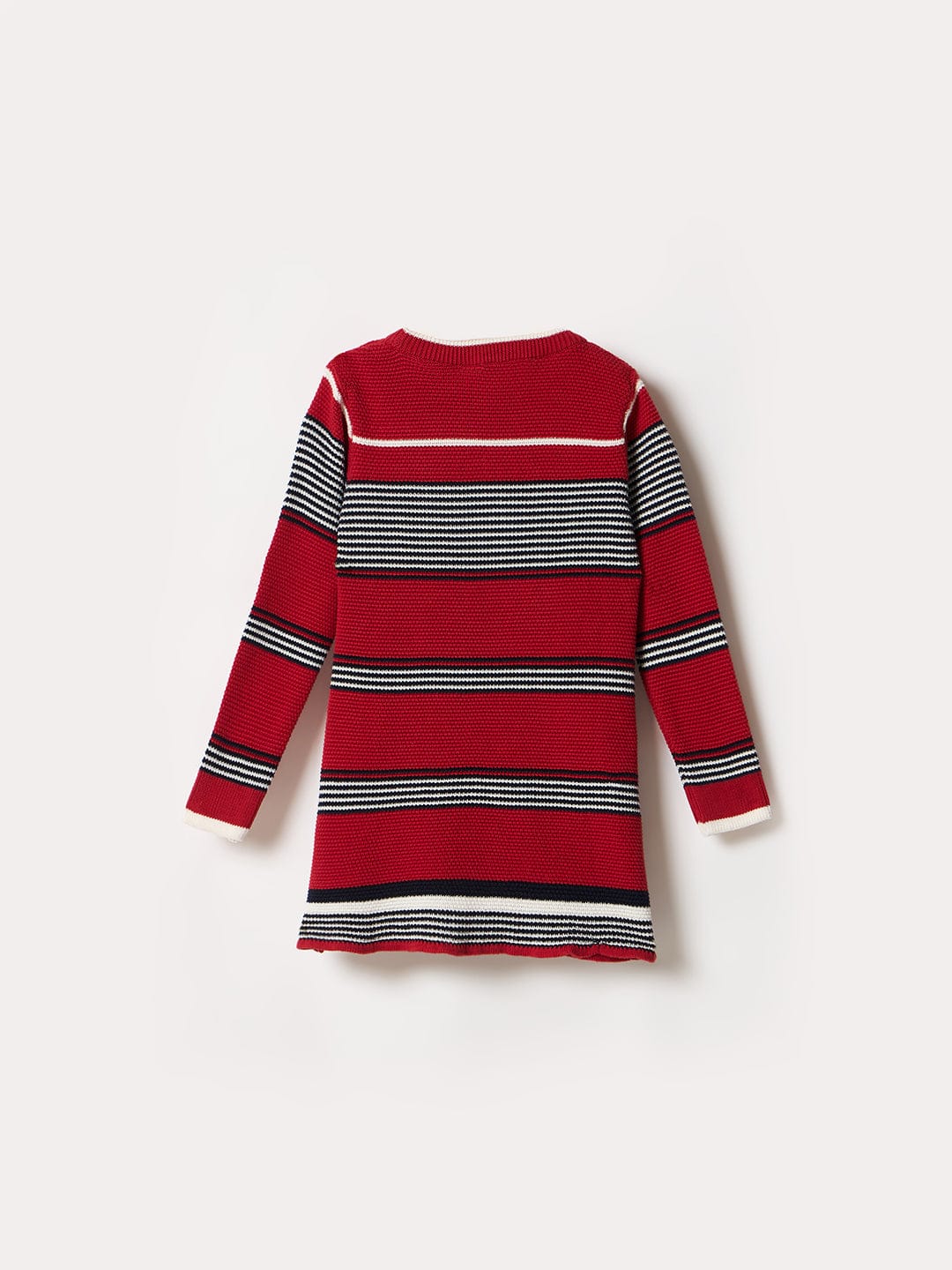 Elle Kids Red Striped Crew Neck Dress