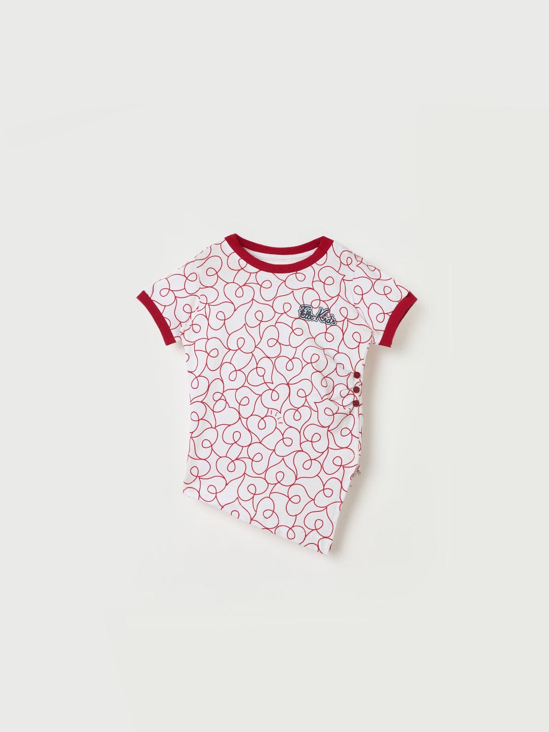 Elle Kids White Printed Crew Neck Tshirt